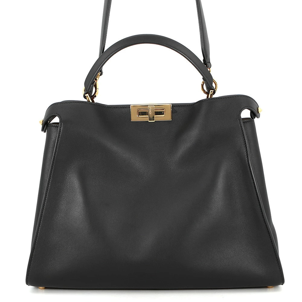 Fendi Peekaboo Essentially Leather 2way Shoulder Bag Black